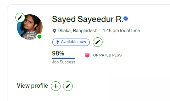 Sayed Sayeedur Rahman Top-Rated Plus Freelancer on Upwork